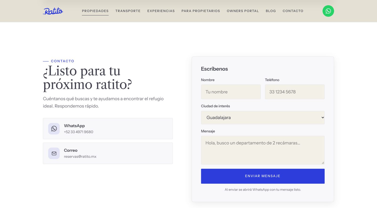 Sección Contacto
